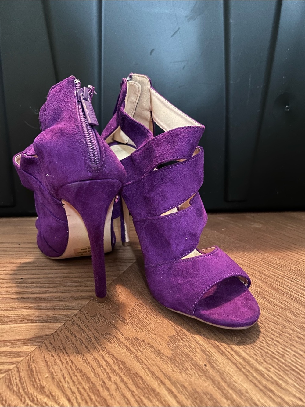 Purple Suede High Heel Sandals - Women